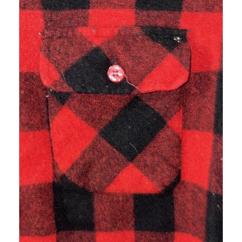 Vintage Hilton Field Buffalo Plaid Wool Blend Button Down Shirt Sz‎ L Grunge